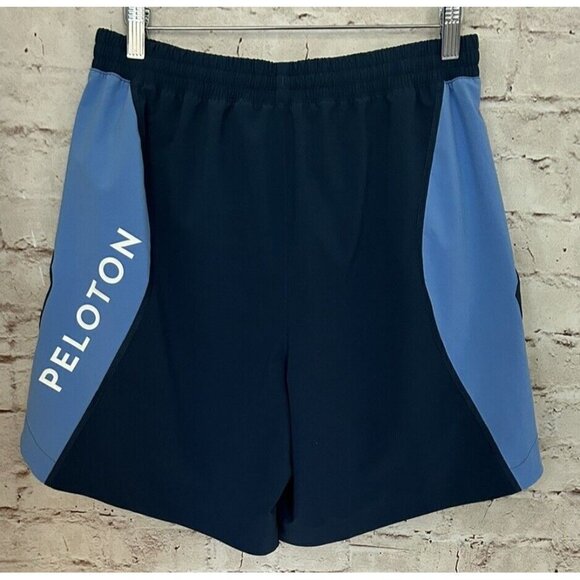 Peloton Athletic Gym Work Out Shorts Men’s Medium Blue Two Tone Color Block - Picture 2 of 3